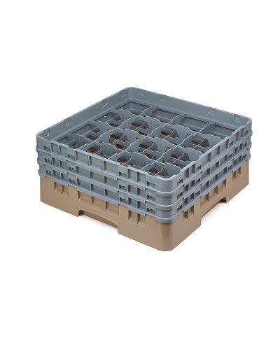 Cambro - 16S638-184 / Cesta de lavado (50 x 50 cm) para copas y vasos con 16 comp. 3 alt. - dia. máx. 10,9 cm alt. máx. 17,6 cm