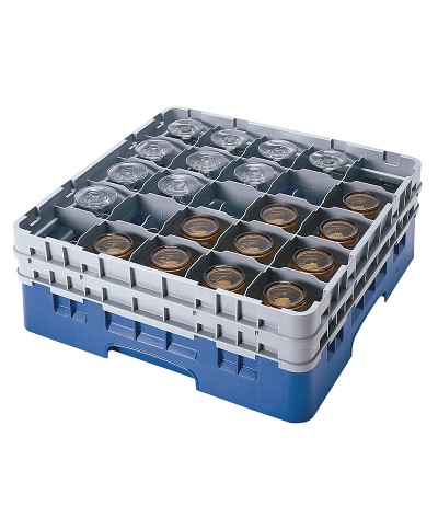Cambro - 25S534-168 / Cesta de lavado (50 x 50 cm) copas y vasos con 25 comp. 2 alt. - dia. máx. 8,7 cm alt. máx. 14,9 cm