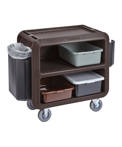 Cambro - SC330-615 / Carro de Servicio robusto (2 ruedas fijas y 2 giratorias con freno) - (95,3 x 55,9 x 94,6 cm) - Castaño