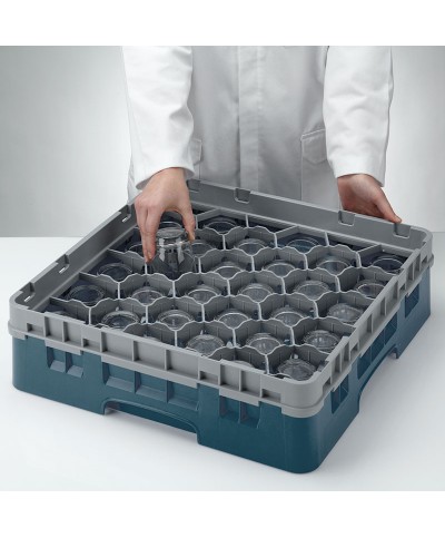 Cambro - 30S318-414 / Cesta de lavado (50 x 50 cm) copas y vasos con 30 comp. 1 alt. - dia. máx. 7,84 cm alt. máx. 9,4 cm