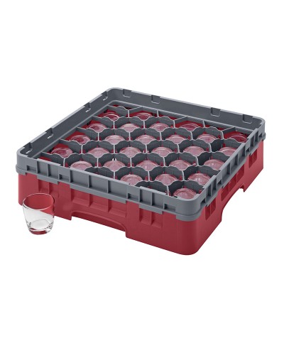 Cambro - 30S318-416 / Cesta de lavado (50 x 50 cm) copas y vasos con 30 comp. 1 alt. - dia. máx. 7,84 cm alt. máx. 9,4 cm