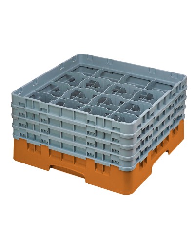 Cambro - 16S800-166 / Cesta de lavado (50 x 50 cm) para copas y vasos con 16 comp. 4 alt. - dia. máx. 10,9 cm alt. máx. 21,7 cm