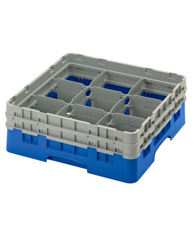 Cambro - 9S434-168 / Cesta de lavado (50 x 50 cm) para copas y vasos con 9 comp. 2 alt. - dia. máx. 14,8 cm alt. máx. 13,5 cm