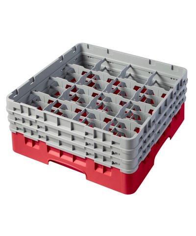 Cambro - 16S638-163 / Cesta de lavado (50 x 50 cm) para copas y vasos con 16 comp. 3 alt. - dia. máx. 10,9 cm alt. máx. 17,6 cm