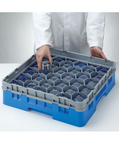 Cambro - 30S318-168 / Cesta de lavado (50 x 50 cm) copas y vasos con 30 comp. 1 alt. - dia. máx. 7,84 cm alt. máx. 9,4 cm