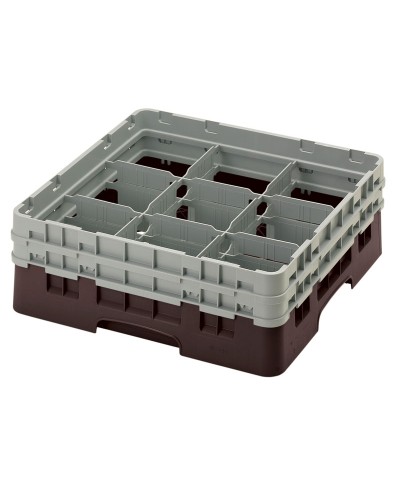 Cambro - 9S434-167 / Cesta de lavado (50 x 50 cm) para copas y vasos con 9 comp. 2 alt. - dia. máx. 14,8 cm alt. máx. 13,5 cm