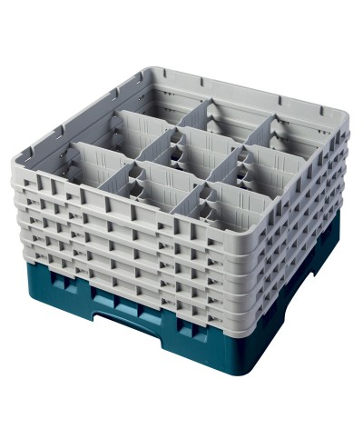 Cambro - 9S958-414 / Cesta de lavado (50 x 50 cm) para copas y vasos con 9 comp. 5 alt. - dia. máx. 14,8 cm alt. máx. 25,8 cm