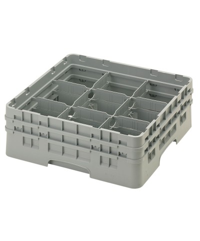 Cambro - 9S434-151 / Cesta de lavado (50 x 50 cm) para copas y vasos con 9 comp. 2 alt. - dia. máx. 14,8 cm alt. máx. 13,5 cm