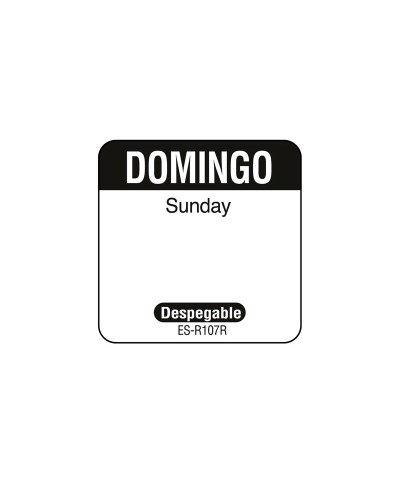 NCCO - SR107R / Rollo de 1000 etiquetas despegables "DOMINGO" - ( 2,5 x 2,5 cm)