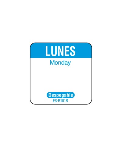 NCCO - SR101R / Rollo de 1000 etiquetas despegables "LUNES" - ( 2,5 x 2,5 cm)