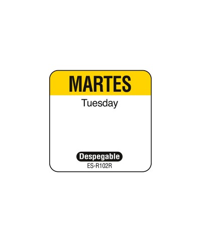 NCCO - SR102R / Rollo de 1000 etiquetas despegables "MARTES" - ( 2,5 x 2,5 cm)