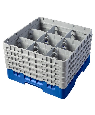 Cambro - 9S958-168 / Cesta de lavado (50 x 50 cm) para copas y vasos con 9 comp. 5 alt. - dia. máx. 14,8 cm alt. máx. 25,8 cm
