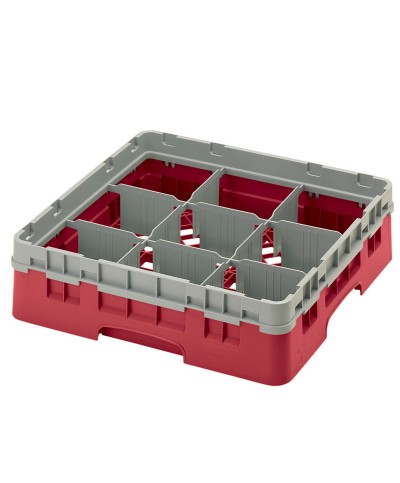 Cambro - 9S318-416 / Cesta de lavado de (50 x 50 cm) para copas y vasos con 9 comp. 1 alt. - dia. máx. 14,8 cm alt. máx. 9,4 cm