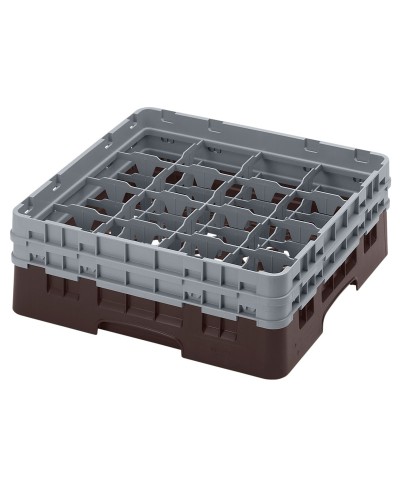 Cambro - 16S434-167 / Cesta de lavado (50 x 50 cm) para copas y vasos con 16 comp. 2 alt. - dia. máx. 10,9 cm alt. máx. 13,5 cm
