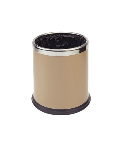 Probbax - WB-1051-BEI / Papelera redonda con carcasa - 22,5 cm Ø x 27 cm - 10 L - Beige