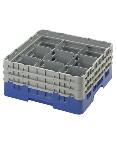 Cambro - 9S638-186 / Cesta de lavado (50 x 50 cm) para copas y vasos con 9 comp. 3 alt. - dia. máx. 14,8 cm alt. máx. 17,6 cm