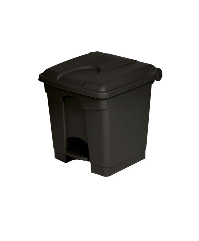 Probbax - SO-1230-BLA-BASE / Cubo de basura antimicrobiano con pedal sin tapa - 39,5 x 38 x 40,7 cm - 30 L