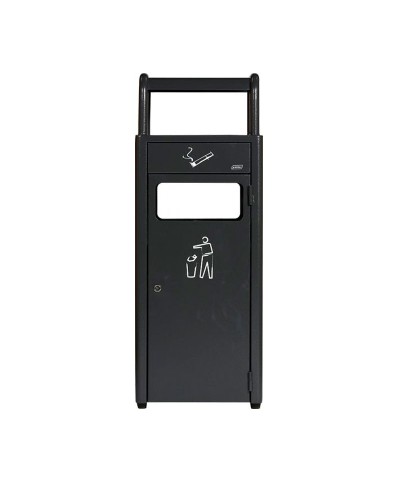 Probbax - AT-1271-DGRY / Cenicero de suelo para exterior con papelera - 33 x 28 x 89,5 cm - 20 L