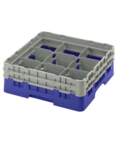 Cambro - 9S434-186 / Cesta de lavado (50 x 50 cm) para copas y vasos con 9 comp. 2 alt. - dia. máx. 14,8 cm alt. máx. 13,5 cm