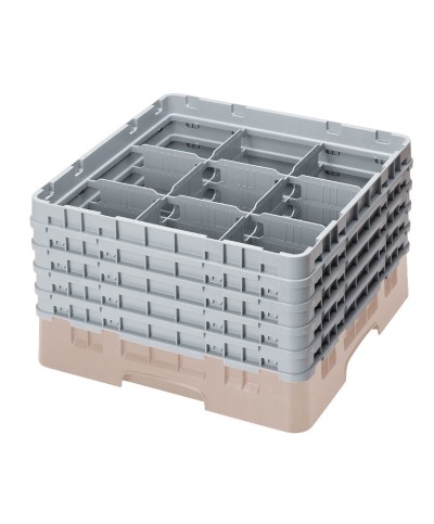 Cambro - 9S958-184 / Cesta de lavado (50 x 50 cm) para copas y vasos con 9 comp. 5 alt. - dia. máx. 14,8 cm alt. máx. 25,8 cm