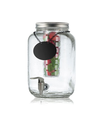 Dispensador de cristal, grifo acero inox. - 19,5 x 26 x 32 cm - 7,6 L. Incluye infusor.