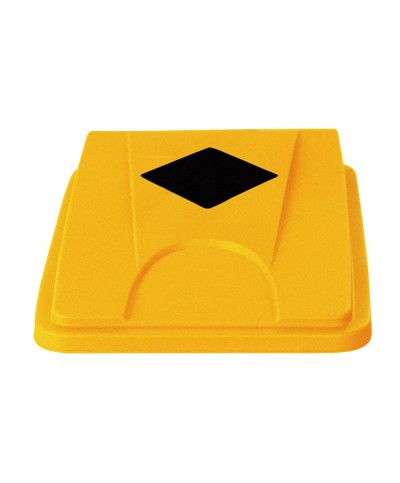Probbax - PB-1013-YEL / Tapa plana con orificio cuadrado para cubos PB-100-GRY y PB-1090-GRY - 33 x 45,5 x 6,5 cm