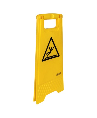 Probbax - FS-1011-YEL / Señal de suelo "SUELO MOJADO"  - 28 x 4 x 60 cm (Plegable para optimizar el espacio de almacenamiento)