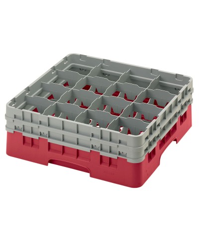 Cambro - 16S534-416 / Cesta de lavado (50 x 50 cm) para copas y vasos con 16 comp. 2 alt. - dia. máx. 10,9 cm alt. máx. 14,9 cm