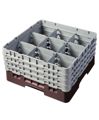 Cambro - 9S638-167 / Cesta de lavado (50 x 50 cm) para copas y vasos con 9 comp. 3 alt. - dia. máx. 14,8 cm alt. máx. 17,6 cm