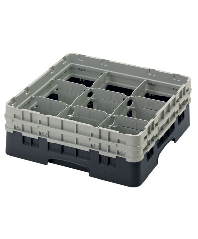 Cambro - 9S434-110 / Cesta de lavado (50 x 50 cm) para copas y vasos con 9 comp. 2 alt. - dia. máx. 14,8 cm alt. máx. 13,5 cm