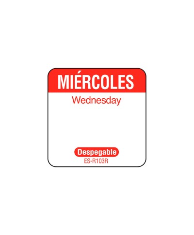 NCCO - SR103R / Rollo de 1000 etiquetas despegables "MIERCOLES" - ( 2,5 x 2,5 cm)