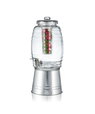 Dispensador de cristal, grifo acero inox. - 23 x 27,5 x 37 cm - 9,8 L. Incluye infusor.