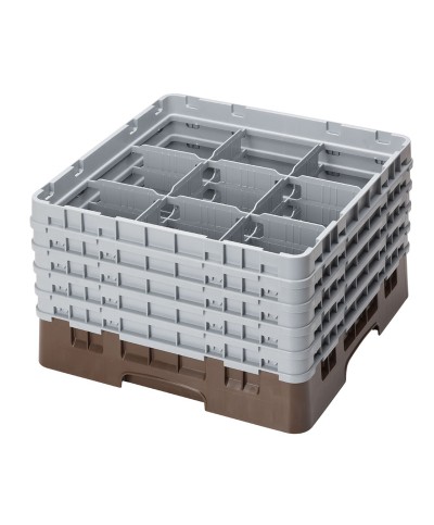 Cambro - 9S958-167 / Cesta de lavado (50 x 50 cm) para copas y vasos con 9 comp. 5 alt. - dia. máx. 14,8 cm alt. máx. 25,8 cm