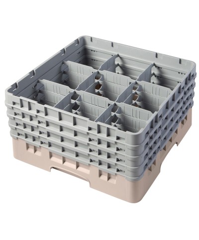 Cambro - 9S800-184 / Cesta de lavado (50 x 50 cm) para copas y vasos con 9 comp. 4 alt. - dia. máx. 14,8 cm alt. máx. 21,7 cm
