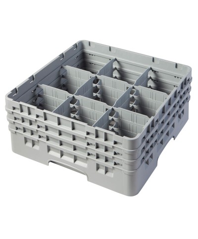 Cambro - 9S638-151 / Cesta de lavado (50 x 50 cm) para copas y vasos con 9 comp. 3 alt. - dia. máx. 14,8 cm alt. máx. 17,6 cm