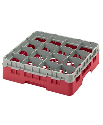 Cambro - 16S418-416 / Cesta de lavado (50 x 50 cm) para copas y vasos con 16 comp. 1 alt. - dia. máx. 10,9 cm alt. máx. 11,8 cm
