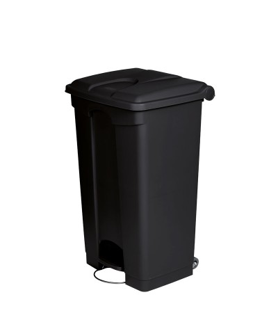Probbax - SO-1290-BLA-BASE / Cubo de basura antimicrobiano con pedal sin tapa y con ruedas - 48,3 x 39 x 79 cm - 90 L