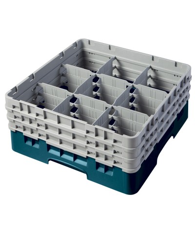 Cambro - 9S638-414 / Cesta de lavado (50 x 50 cm) para copas y vasos con 9 comp. 3 alt. - dia. máx. 14,8 cm alt. máx. 17,6 cm