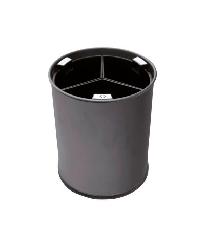 Probbax - WB-1252-BLA / Papelera de separación de residuos con recipientes separadores negros - 25,5 cm Ø x 30,8 cm - 13 L