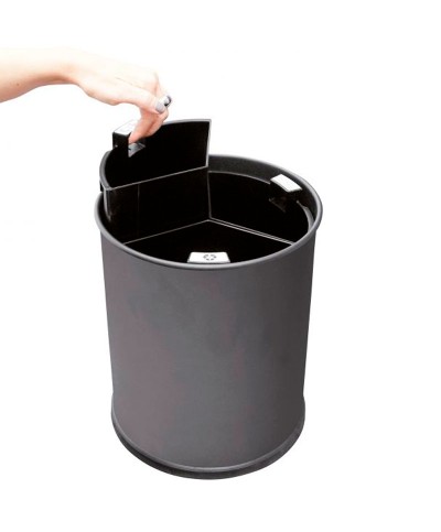 Probbax - WB-1252-BLA / Papelera de separación de residuos con recipientes separadores negros - 25,5 cm Ø x 30,8 cm - 13 L