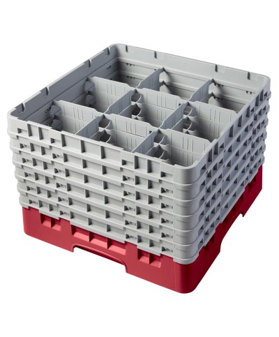 Cambro - 9S1114-416 / Cesta de lavado (50 x 50 cm) para copas y vasos con 9 comp. 6 alt. - dia. máx. 14,8 cm alt. máx. 29,9 cm