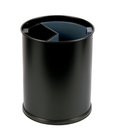 Probbax - WB-1253-BLA / Papeleras separación de residuos con 2 compartimentos 25,5 cm Ø x 30 cm | 13 L (3,3 L-gris |6 L-negro)