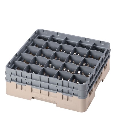 Cambro - 25S534-184 / Cesta de lavado (50 x 50 cm) copas y vasos con 25 comp. 2 alt. - dia. máx. 8,7 cm alt. máx. 14,9 cm