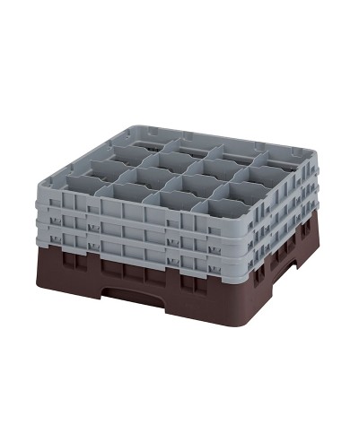 Cambro - 16S738-167 / Cesta de lavado (50 x 50 cm) para copas y vasos con 16 comp. 3 alt. - dia. máx. 10,9 cm alt. máx. 20 cm