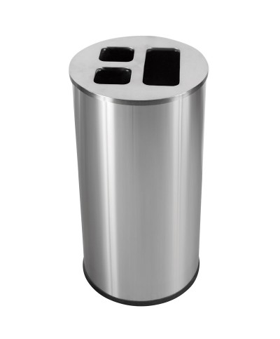 Probbax - WB-1271-SSSTL / Papelera para separación de residuos - 35,5 cm Ø x 67 cm - 60 L