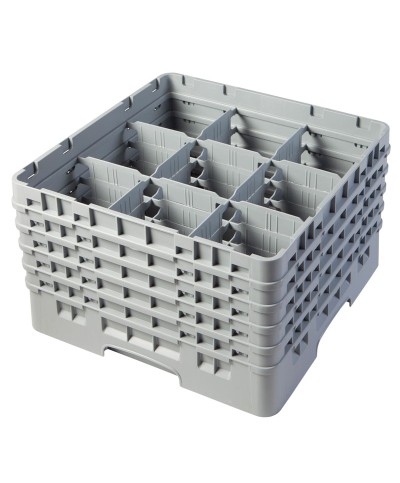 Cambro - 9S958-151 / Cesta de lavado (50 x 50 cm) para copas y vasos con 9 comp. 5 alt. - dia. máx. 14,8 cm alt. máx. 25,8 cm