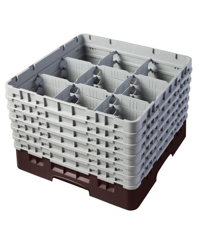 Cambro - 9S1114-167 / Cesta de lavado (50 x 50 cm) para copas y vasos con 9 comp. 6 alt. - dia. máx. 14,8 cm alt. máx. 29,9 cm
