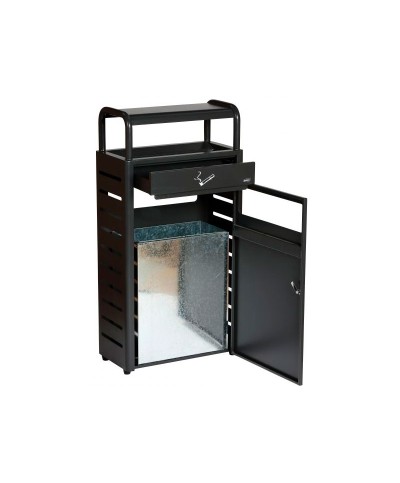 Probbax - AT-1273-DGRY / Cenicero de suelo para exterior con papelera - 30 x 25 x 96 cm - 27 L