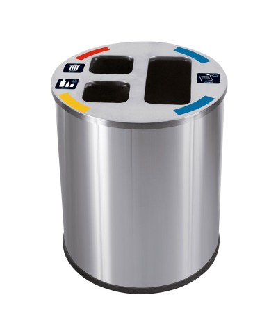 Probbax - WB-1261-SSSTL / Papelera para separación de residuos - 25,5 cm Ø x 30,8 cm - 40 L