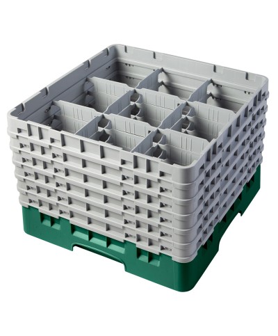 Cambro - 9S1114-119 / Cesta de lavado (50 x 50 cm) para copas y vasos con 9 comp. 6 alt. - dia. máx. 14,8 cm alt. máx. 29,9 cm